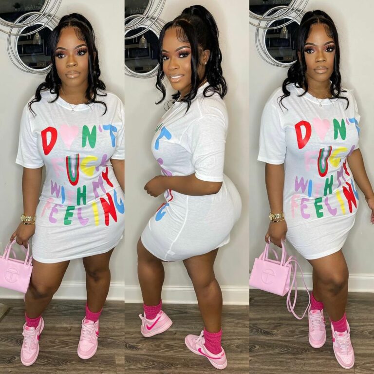 Casual Letter Printing Slim Sexy Dress - Image 3