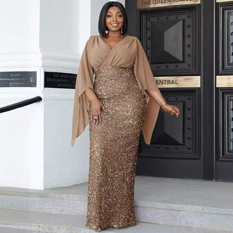 Women's Sequin Temperament Pure Color Dress - Image 4