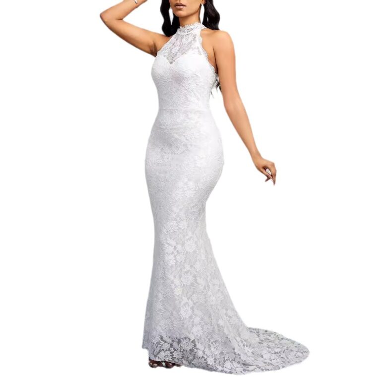 Fashion New Solid Color Trailing Dress Women - Image 5