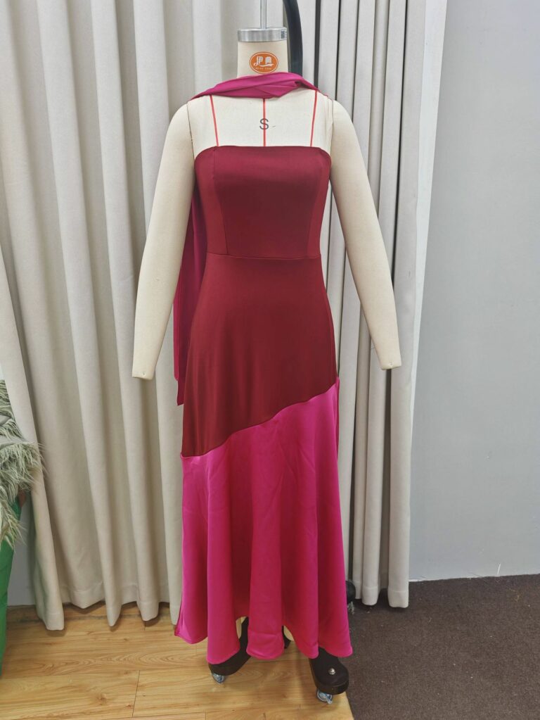 Women's Color Matching Off-shoulder Skinny Hip Skirt - Image 6