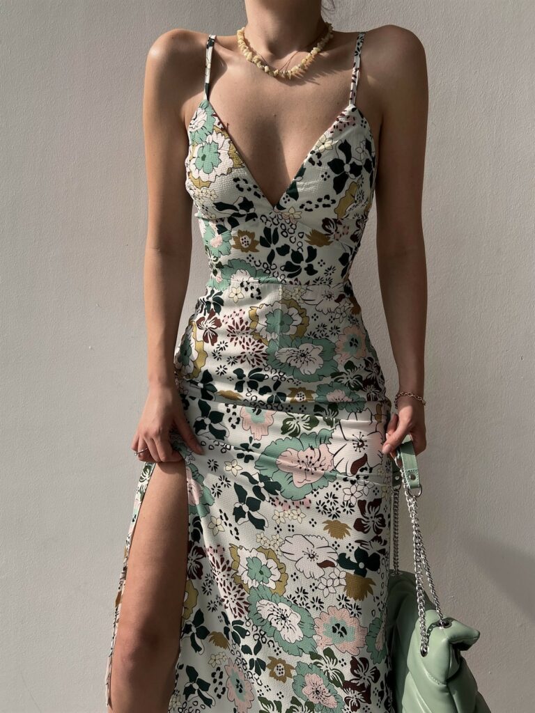 Women's Printed Backless Slit Sling Dress - Image 6
