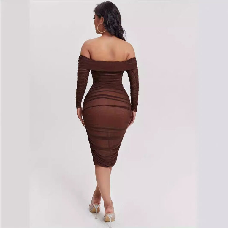 Women's Slant Shoulder Slim Fit Dress - Image 2