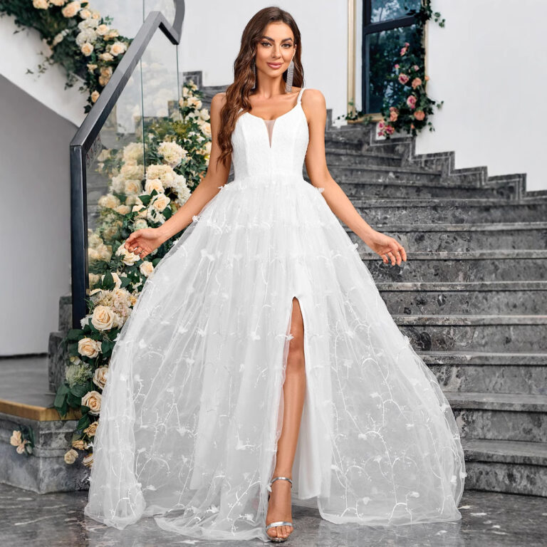 V-neck Slingback Solid Color Elegant Dress - Image 3