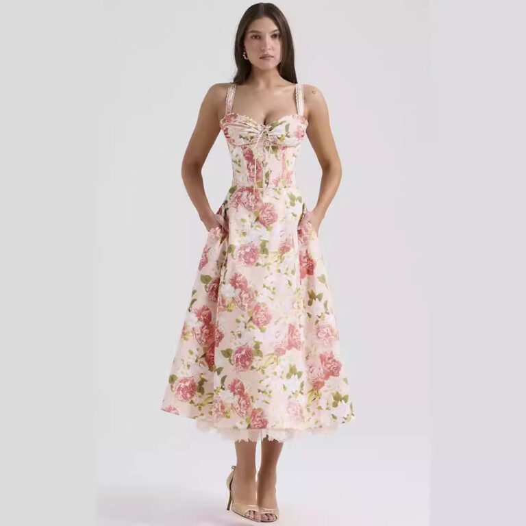 Floral Series French Strap Gentle Dress - Image 3
