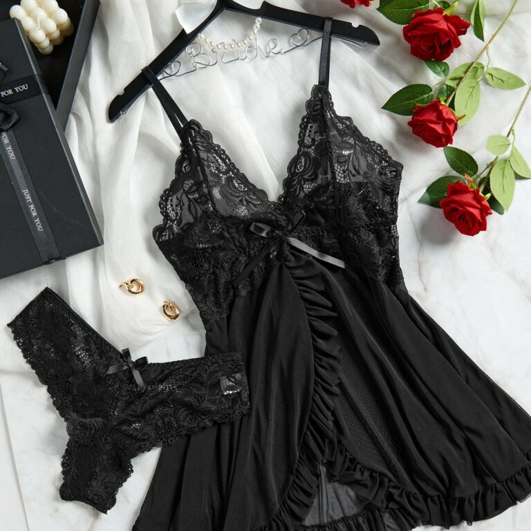 Two-piece Suspender Dress Mesh Transparent Nightdress - Image 6