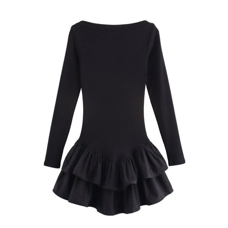 Women's Laminated Long Sleeve Short Dress - Image 3