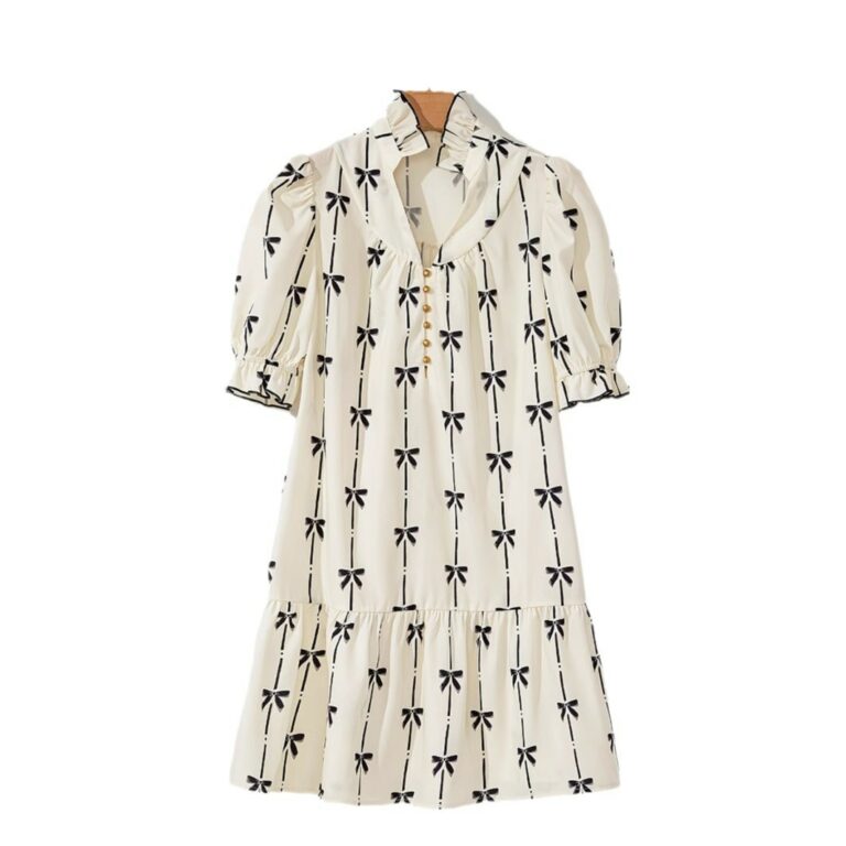 New Ruffle Sleeve Women's Bow Pullover Dress - Image 2