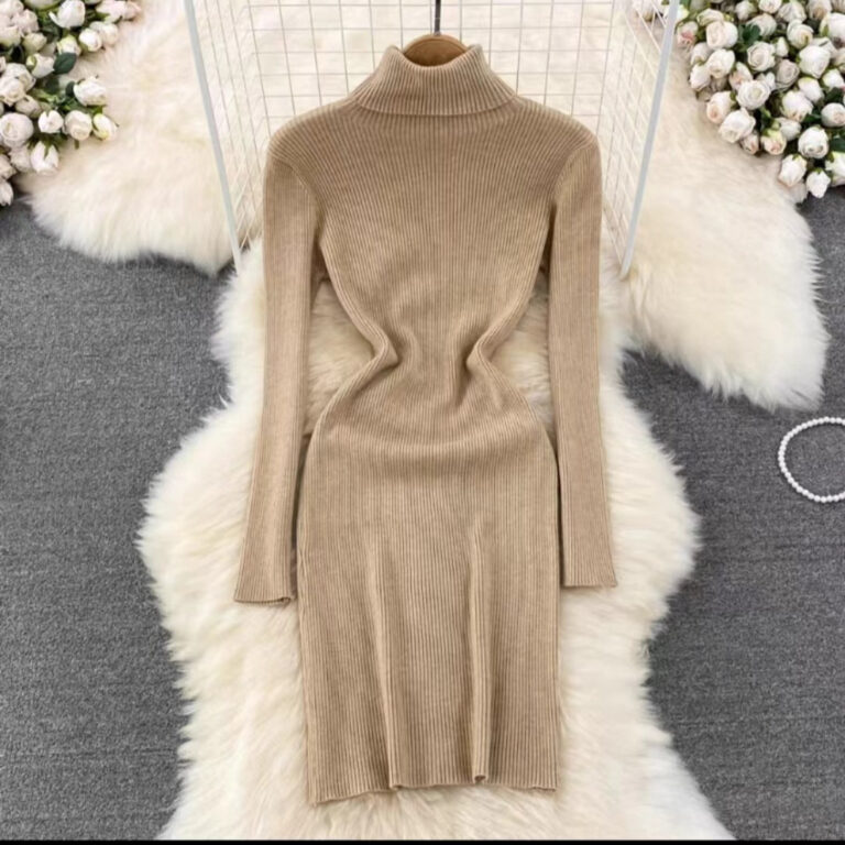 Korean Style Long Sleeve Turtleneck Dress Sweater - Image 2