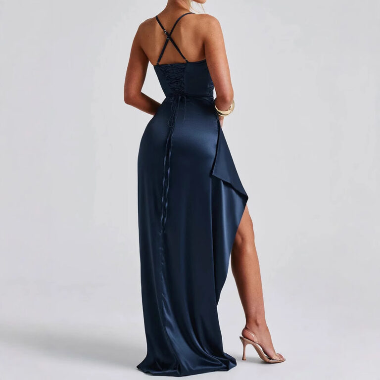 Women's High-grade Suspenders Backless Slit Dress - Image 4