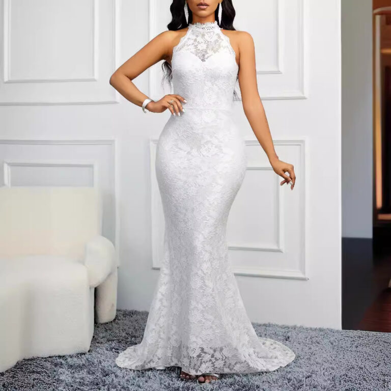 Fashion New Solid Color Trailing Dress Women - Image 3