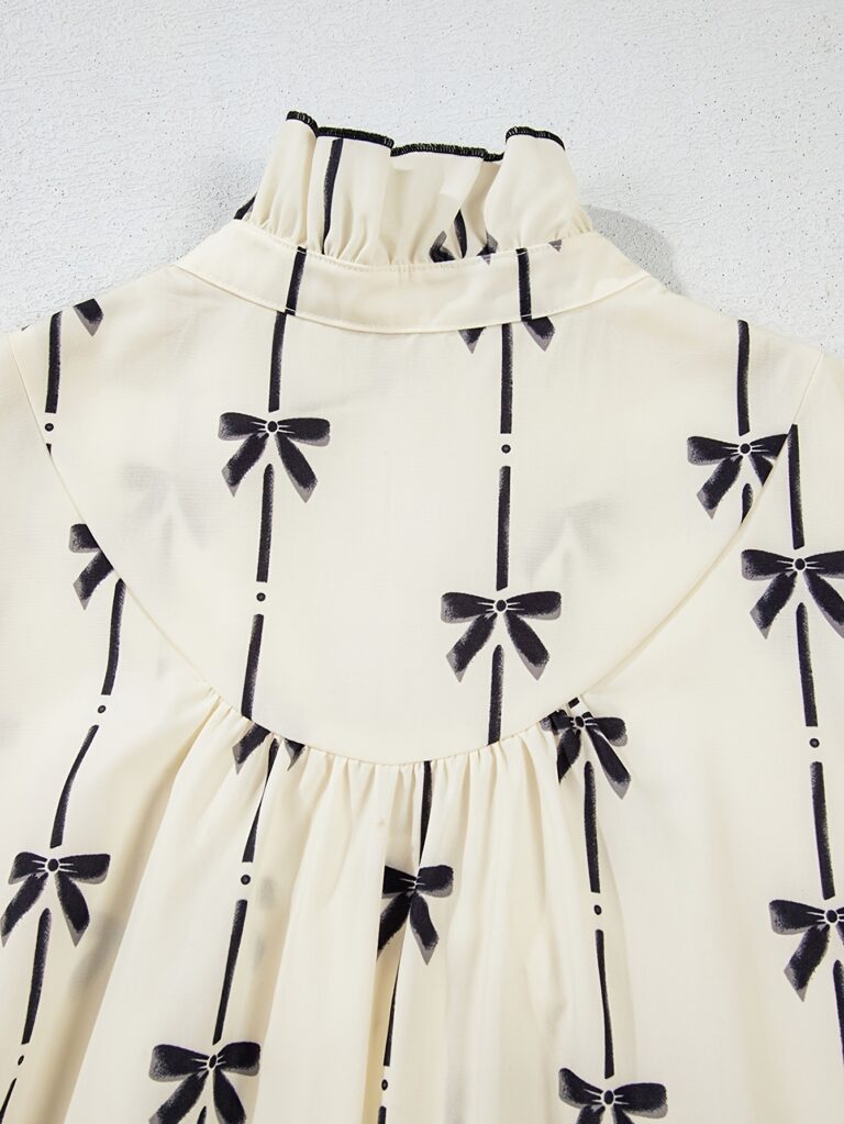 New Ruffle Sleeve Women's Bow Pullover Dress - Image 4