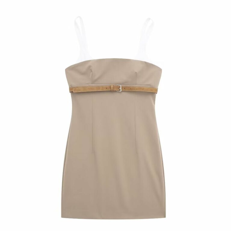 Women's Fashion Slim Fit With Belt Stitching Dress - Image 5