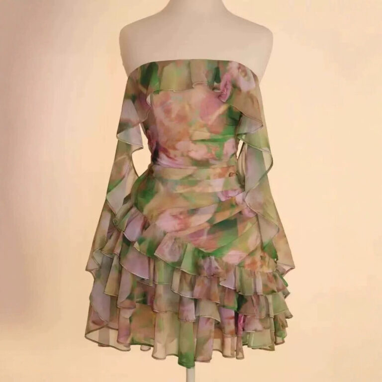 Chiffon Printed Ruffles Tube Dress - Image 2