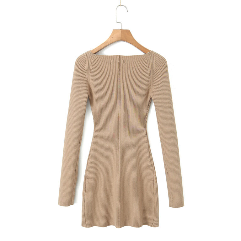 American Hot Girl Hollow Out Tied Knitted Dress - Image 5