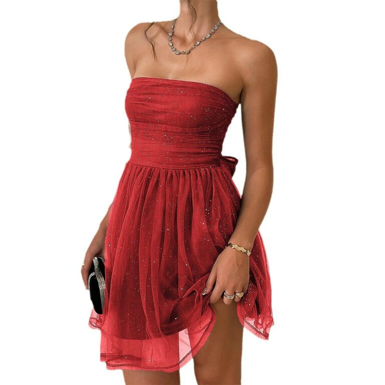 Fashion Women's Tube Top Mesh Dress - Image 5