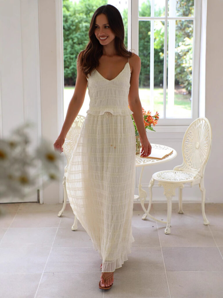 Elegant Chiffon Sling Long Lace Dress - Image 4