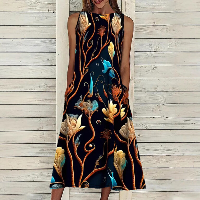 Women's Vest Printed Elegant Plus Size Dress - Image 3