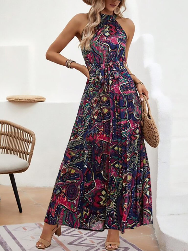 Bohemian Retro Halter Dress Women - Image 10
