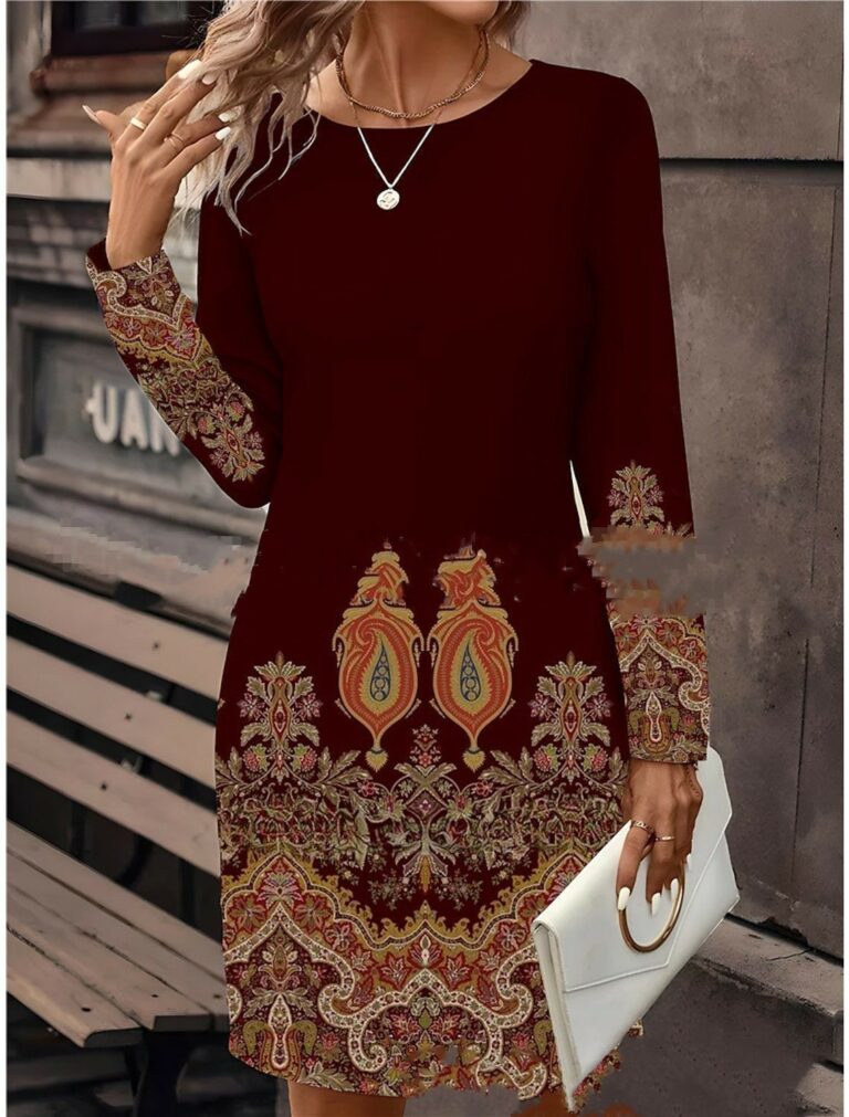 Christmas New Women's Clothes Long Sleeve T-shirt Dress Digital Printing - Image 6