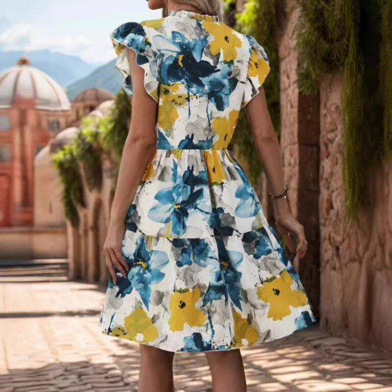 American V-neck Short Sleeve Dress - Image 5