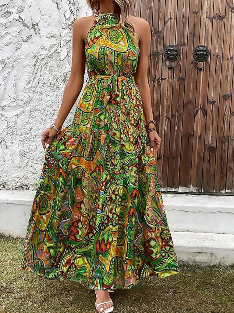 Bohemian Retro Halter Dress Women - Image 6