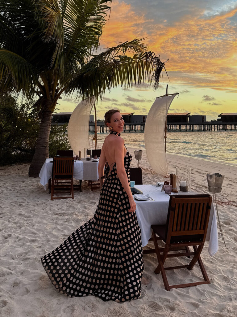 Polka Dot Backless Slit Maxi Dress