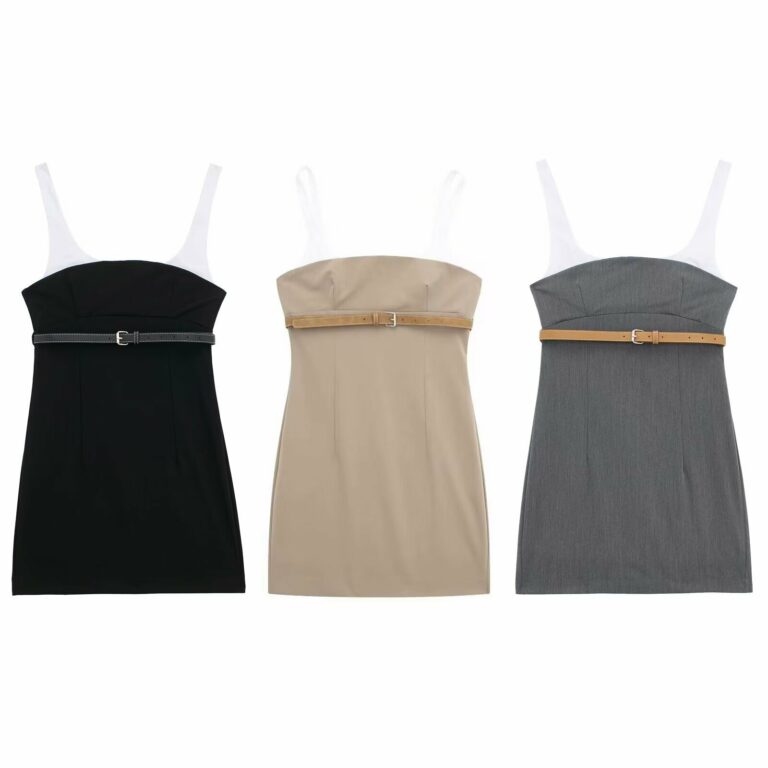 Women's Fashion Slim Fit With Belt Stitching Dress