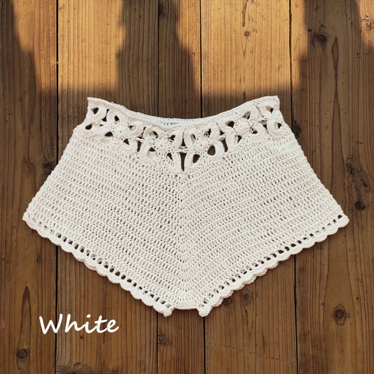 Summer Women's Crochet Cutout Swim Shorts Bathing Suit Bottoms Beach Style Drawstring Beach Board Shorts Swim Trunks - Image 2