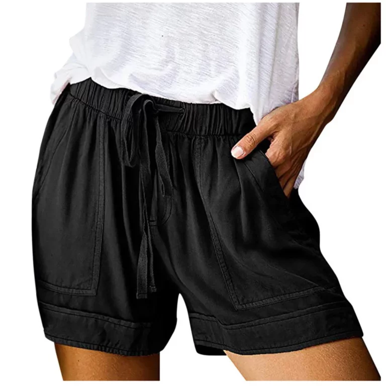 Womens Comfy Drawstring Shorts Solid Plus Size Splice Casual Shorts Elastic Waist Pocketed Loose Shorts шорты женские 2023 New - Image 5
