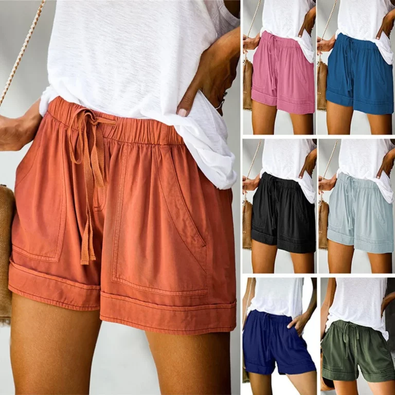 Womens Comfy Drawstring Shorts Solid Plus Size Splice Casual Shorts Elastic Waist Pocketed Loose Shorts шорты женские 2023 New - Image 2