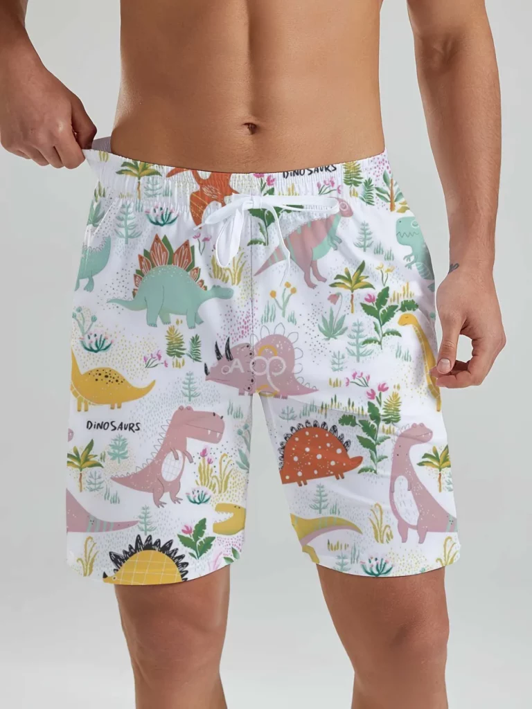 Hawaiian Cute Dinosaur &Dog men's Beach Shorts 3D Printed men's Shorts Summer New Swin Trunks Vacation Beach men's Clothes - Image 3