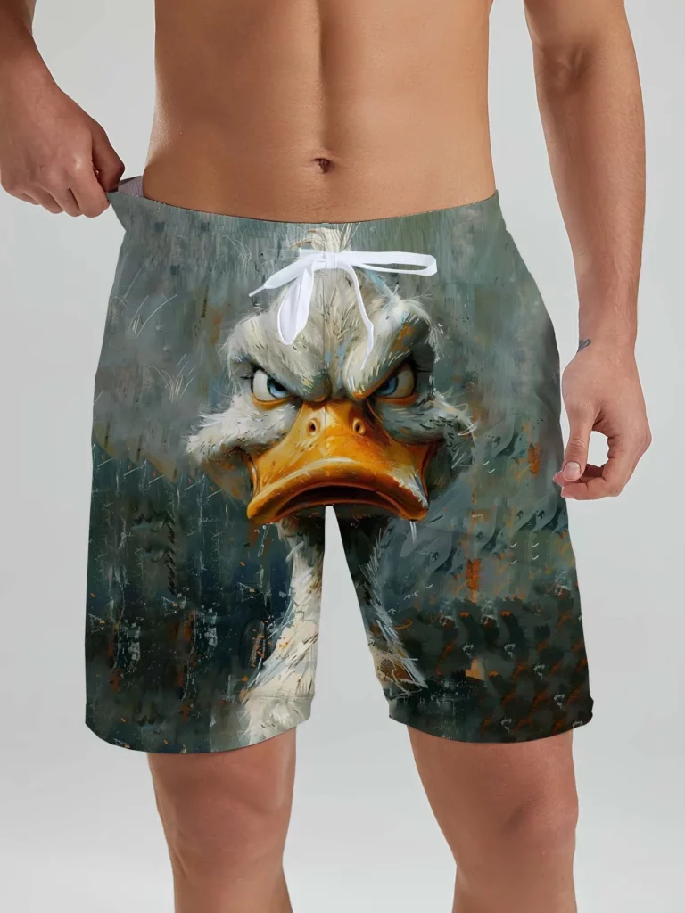 Hawaiian Funny Animal Ducks & sheep pattern men's Beach Shorts 3D Printed men's Shorts Summer Swin Trunks Vacation men's Clothes