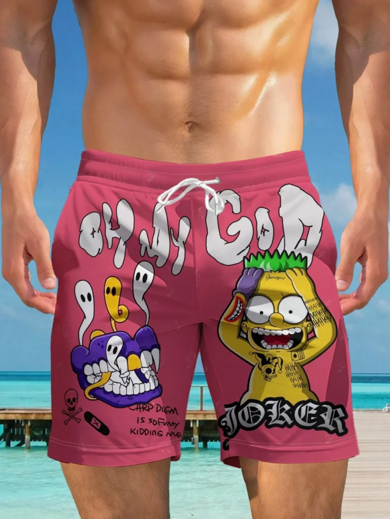 Men's Hawaiian Style 3D Printed Casual Beach Pink Shorts Quick Dry Drawstring Waist Perfect Summer Vacation