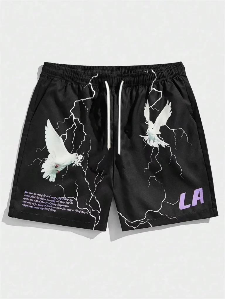 Men Pigeon & Slogan Graphic Shorts Casual Half Pants Unisex Gym Fitness Men's Trousers Summer Women Shorts Sport Beach Shorts