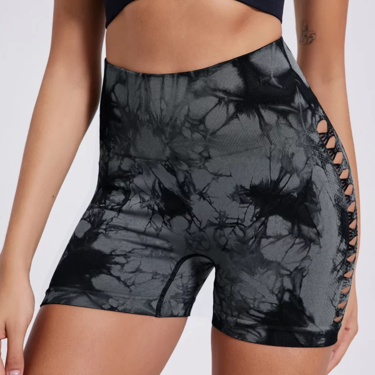 Women Tie Dye Hollow Seamless Yoga Shorts Leggings For High Waist Summer Fitness Running Cycling Sports Push Up Gym Shorts - Image 6