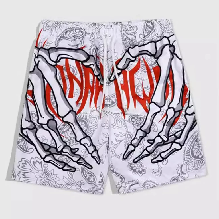 Elastic Waist Jogging Shorts Swim Trunks Board Shorts Summer Beach Shorts With Hand Print Y2k Shorts For Men Ropa Hombre - Image 6