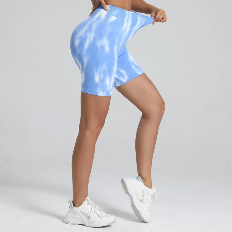 Women Tie Dye Gym Yoga Biker Shorts High Waist Seamless Legging Fitness Sports Leggins Elastic Pants Training Workout Tights - Image 3