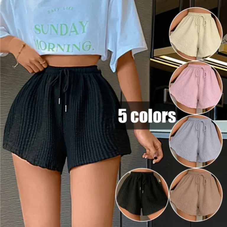 Women Shorts Summer High Elastic Lace Up Drawstring Wide Leg Sweat Short Fitness Running Shorts Loose Casual Large Sports Pants - Image 2