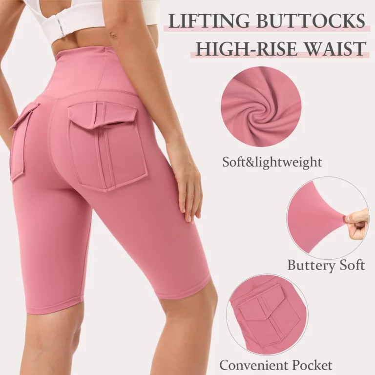 Women Yoga Legging Short High Waist Fitness Quick Drying Cycling Workout Gym Shorts Breathable sports pants with Butt pocket - Image 2
