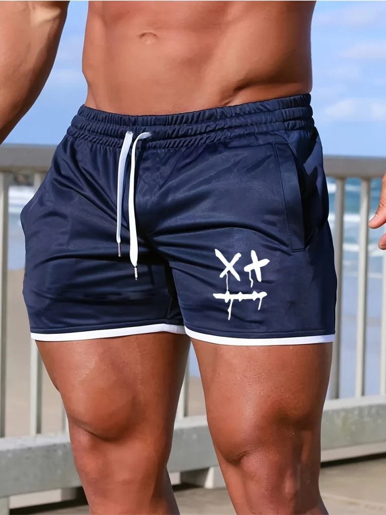 Men's Smiling Face New Fashion Printed Shorts, Quick Drying Breathable And Comfortable Shorts, Beach Sports Shorts For Gym M-3XL