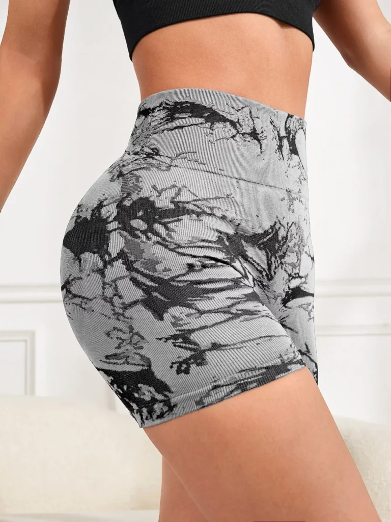 Tie-dye High-waisted Seamless Peach-butt Yoga Shorts, Suitable For Gym Training And Outdoor Cycling Sports, Women's Sportswear - Image 6