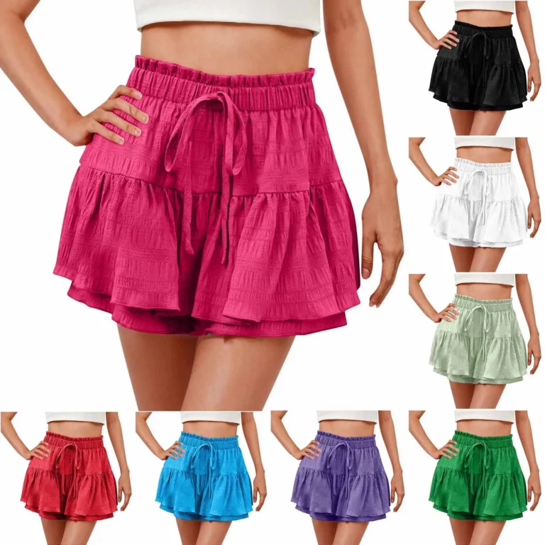 Solid Color Folds Sport Yoga Beach Shorts with Ruffles Skirt Badminton Tennis Gym High Waist for Woman Quick Drying Running Pant