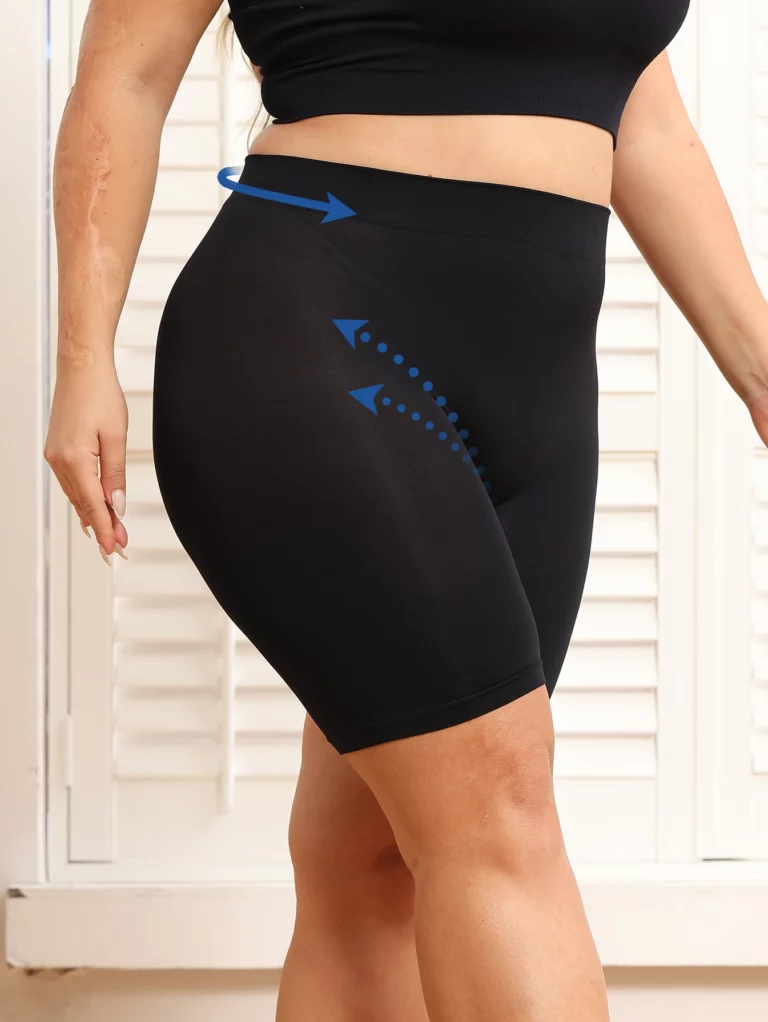 Plus-size women's shorts with tummy control and butt-lifting features to prevent exposure and provide safety shorts. - Image 2
