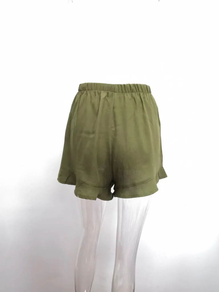 New summer cotton casual solid color high waist pleated loose straight shorts - Image 3