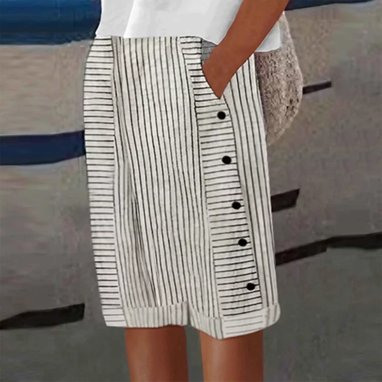 Striped Printed Versatile Shorts Button Thin Streetwear Summer Casual Trousers For Fine Woman Beach Comfy Shorts Ropa Para Mujer