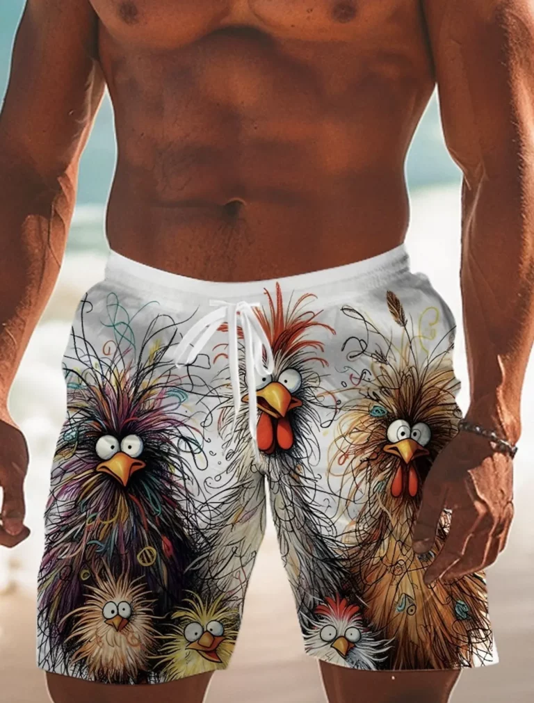Men's Animal Chick Swimming Trunks Board Shorts Shorts Fashion Streetwear Drawstring Elastic Waist Designer Clothing Apparel