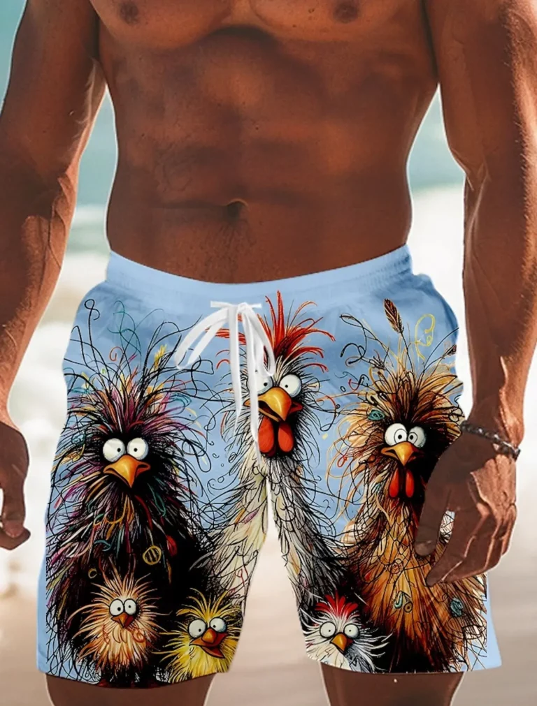 Men's Animal Chick Swimming Trunks Board Shorts Shorts Fashion Streetwear Drawstring Elastic Waist Designer Clothing Apparel - Image 3