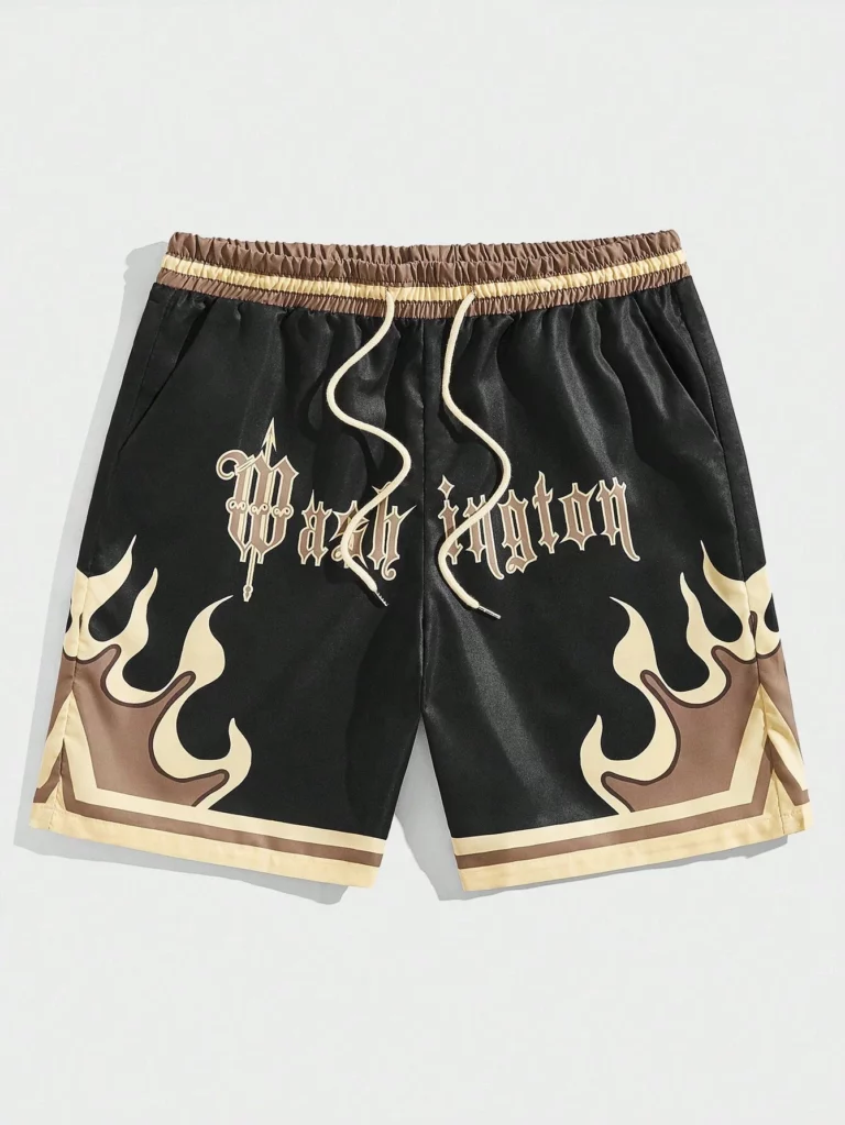 Premium 3D Printed Men's Hawaiian Shorts - Ultra Casual Flame Pattern for Summer Vacation and Sport Fashion