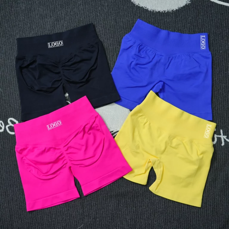 DF Impact Shorts with Logo 4.5'' Low Waist Seamless Yoga Shorts Scrunch Bum Gym Shorts Workout Biker Short Stretch Fitness Short - Image 2