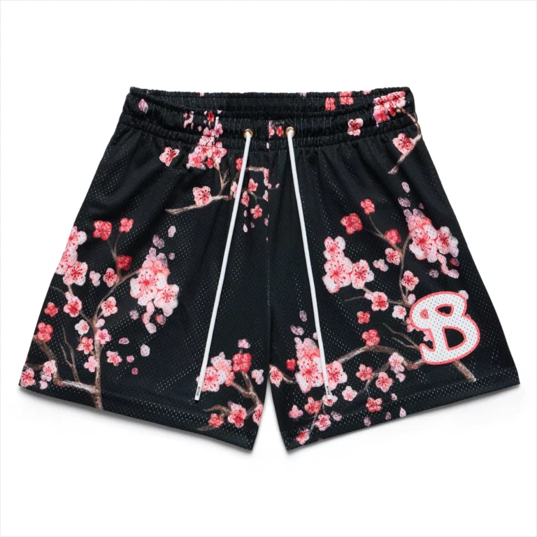 Summer Men's Quick-drying Shorts American Fashion Trend Sports Basketball Shorts Comfortable Casual Cherry Blossom Shorts Moto